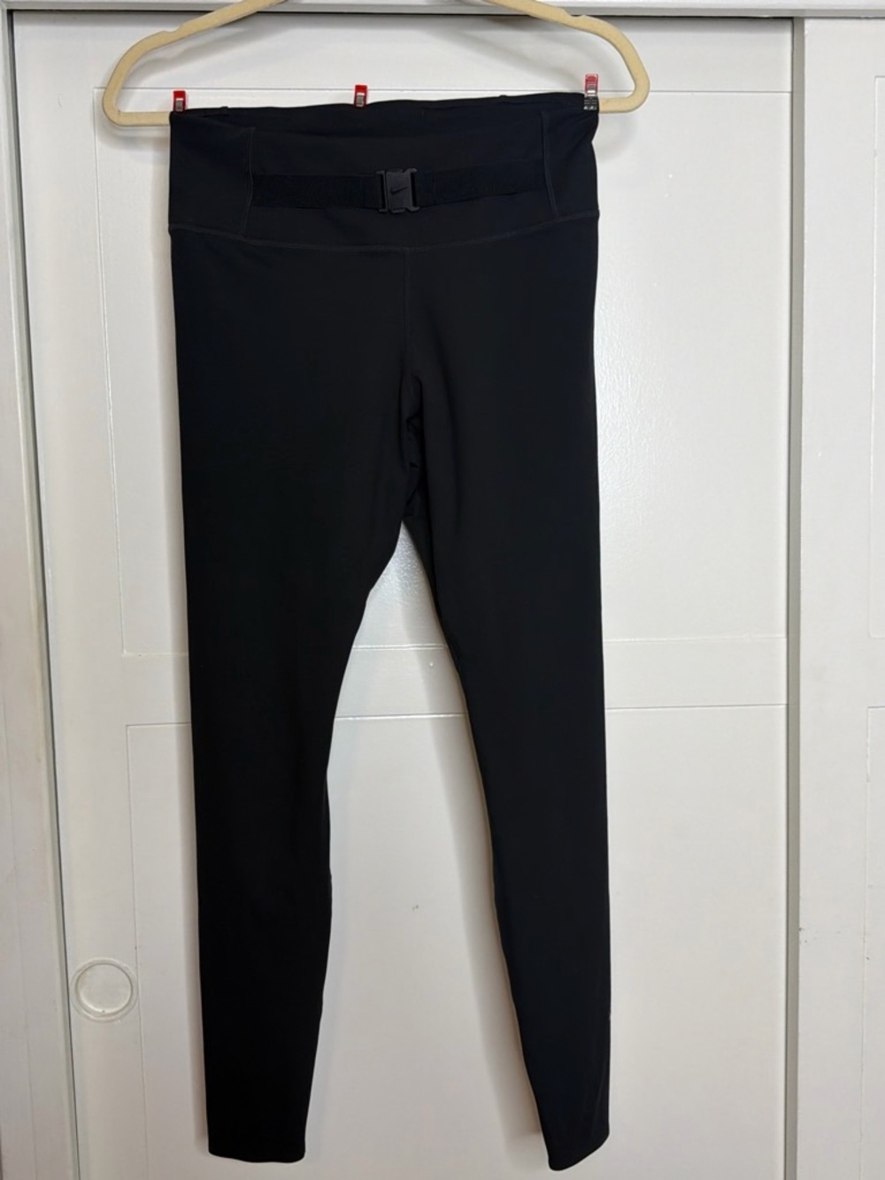 Nike Black High-Waist Leggings with Buckle Detail